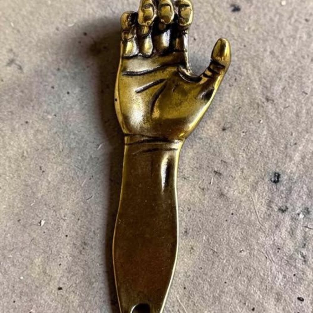 Solid brass arm/hand bottle opener key chain charm
